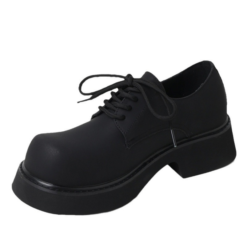 Big Toe Derby for High-End Commuter Black Thick-Soled Trendy Shoes Men 2023 New Height-Increasing Japanese Style