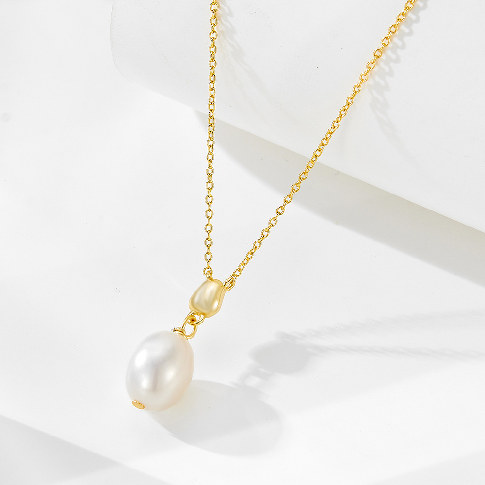 S Pure Sier Natural Baroque Pearl Pendant Necklace for Women Simple Versatile Elegant Clavicle Chain