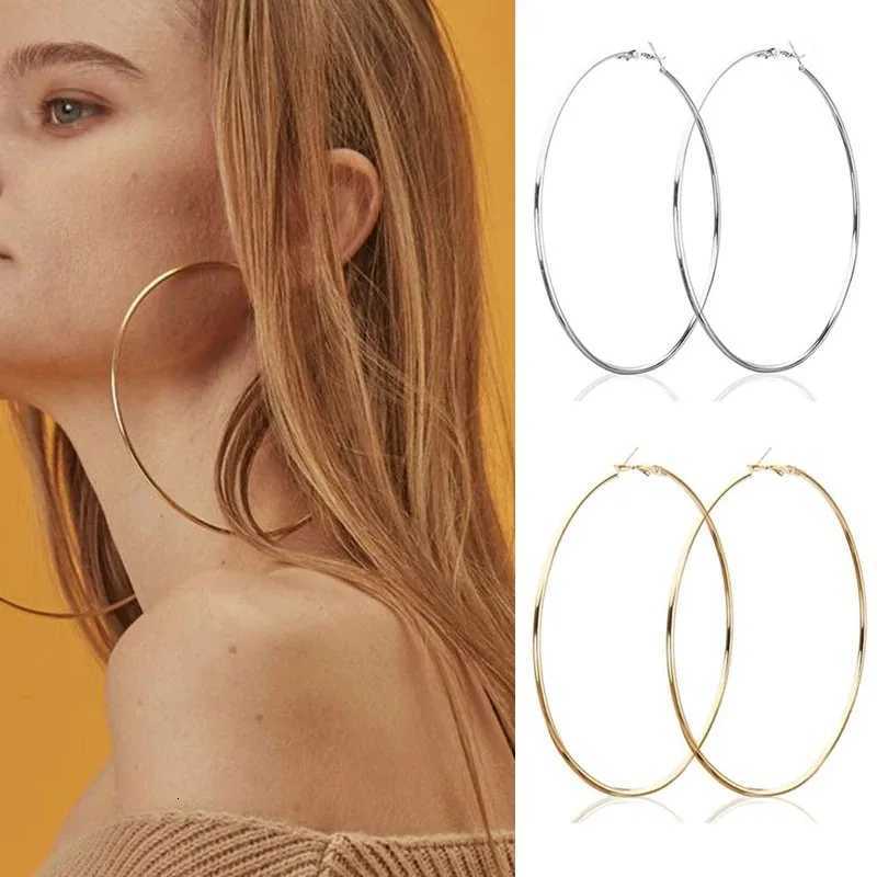 2pcs 30-100mm Small Big Circle Hoop Earrings for Women Men Stainless Steel Earrings Fashion Jewelry Gift Nightclub DJ XJ250814
