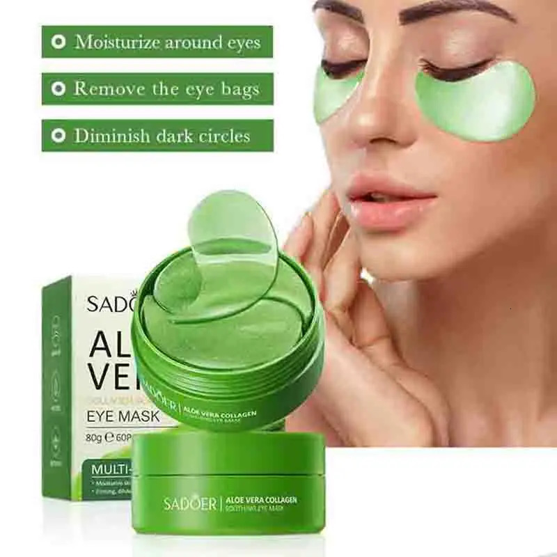 60pcsbox SADOER Snail Collagen Aloe Vera Eye Mask Dark Circles Eyes Bags Eye Patches Eyes Skin Care 250813