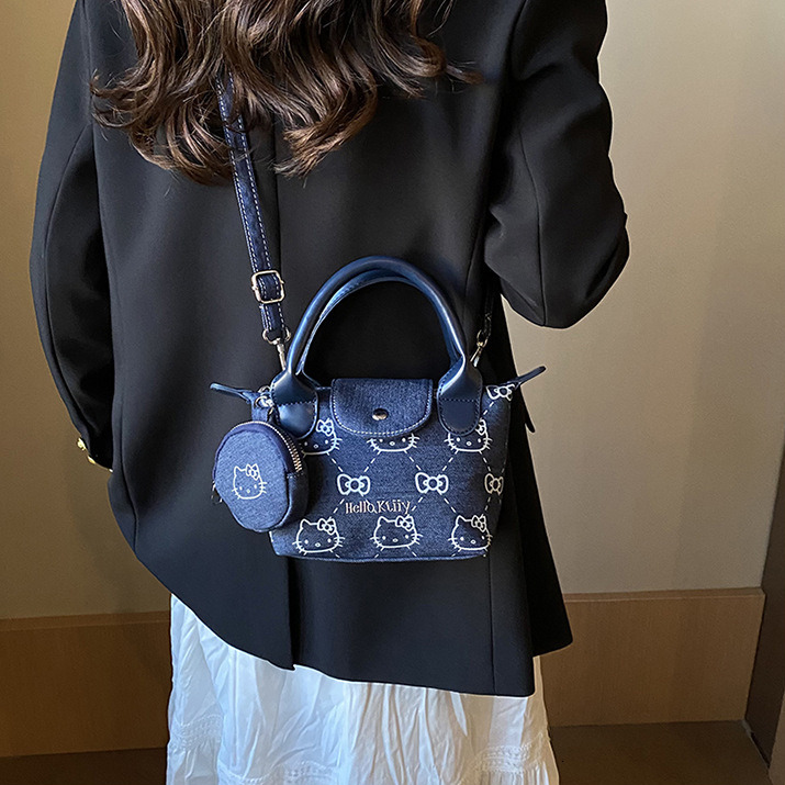 Women's Cute Cartoon Cat Printed Mini Handbag Free Shipping Designer Luxury New Single Shoulder Crossbody Bag Fashion Dumpling Bag Leisure Pendan