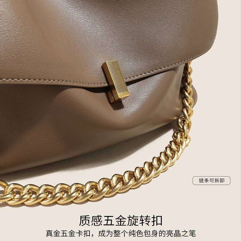 Designer Luxury Women Large Korean Cow Flap Shoulder Chain Bag Solid Genuine Leather Female Crossbody Handbag Messenger