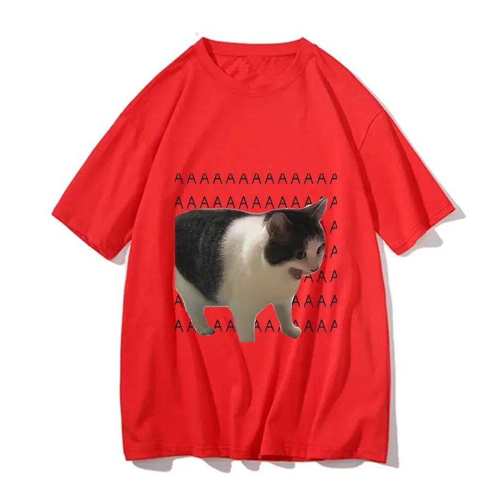 2025 funny Meme sad crying cat print women's men's casual T-shirt summer trend Harajuku T-shirt casual fashion T-shirt short sleeved designe