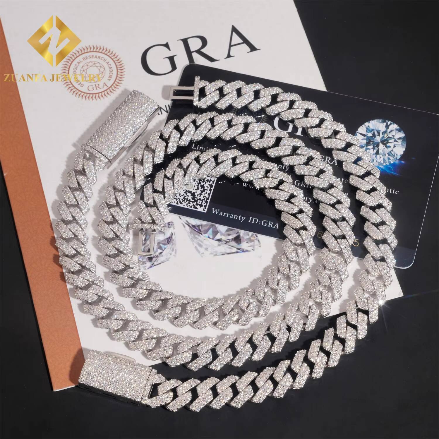 Pass Dia Tester Fire Jewelry Fashion Hip Hop Style 10mm Cuban Link Chain Necklace Sterling Sier Moissanite