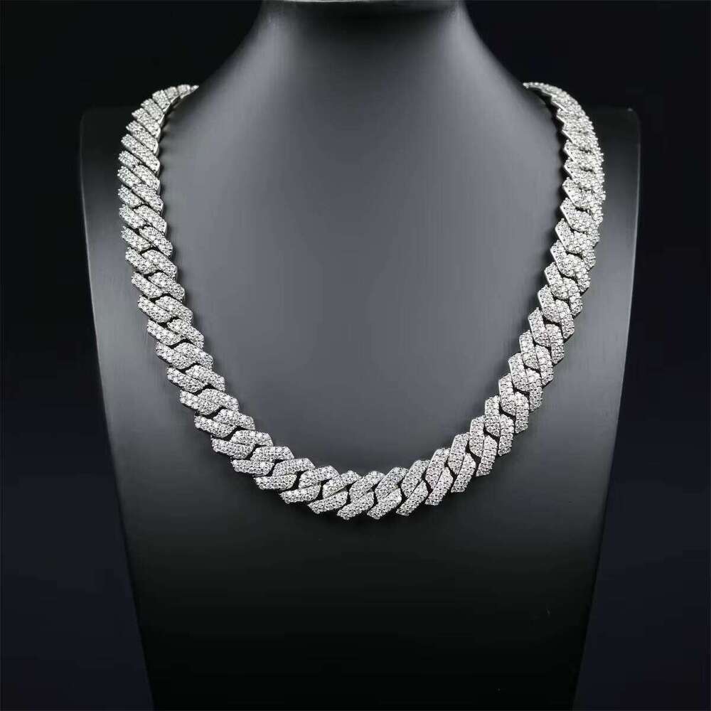 14mm Cuban Chain 14k Gold Plated Rhodium Hip Hop Necklace with Zircon Engagement