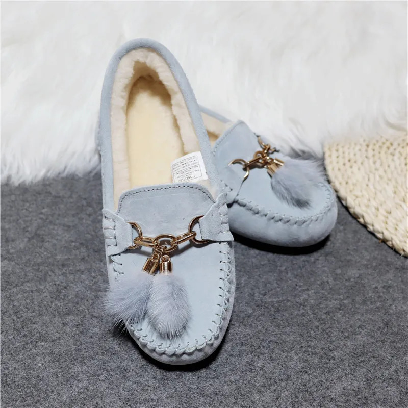 Flats Female Casual Footwear Shoes Women 100% Natural Fur Shoes Moccasins Loafers Soft Genuine Pig Boots Leisure 250809