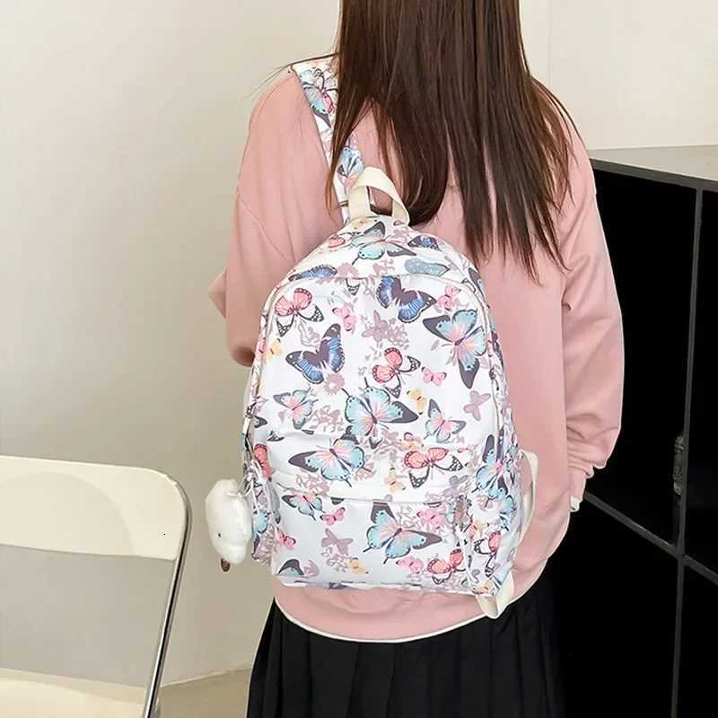 Fashion Butterfly Pattern Korean Women Backpack Student Backpack for School Book Storage and Travel Organizer backpack with screenXJ250814