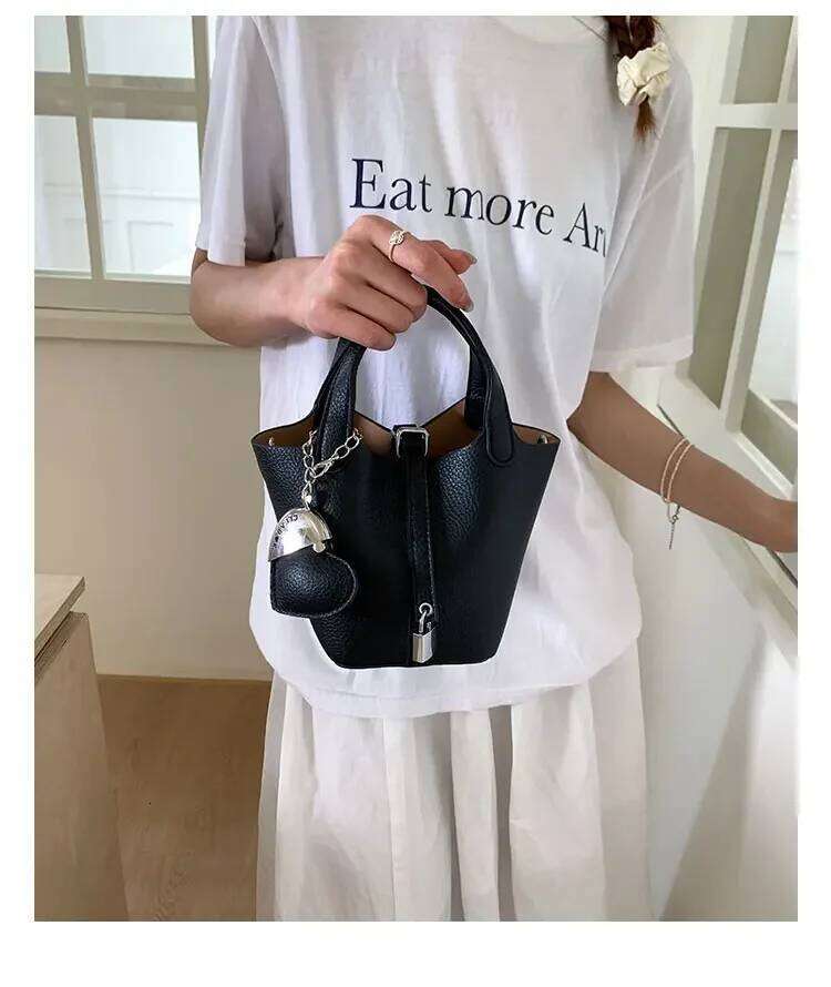 Niche Design Mini Bucket For Women New PU Leather Crossbody Bag Female Daily Out Handle Basket Bags