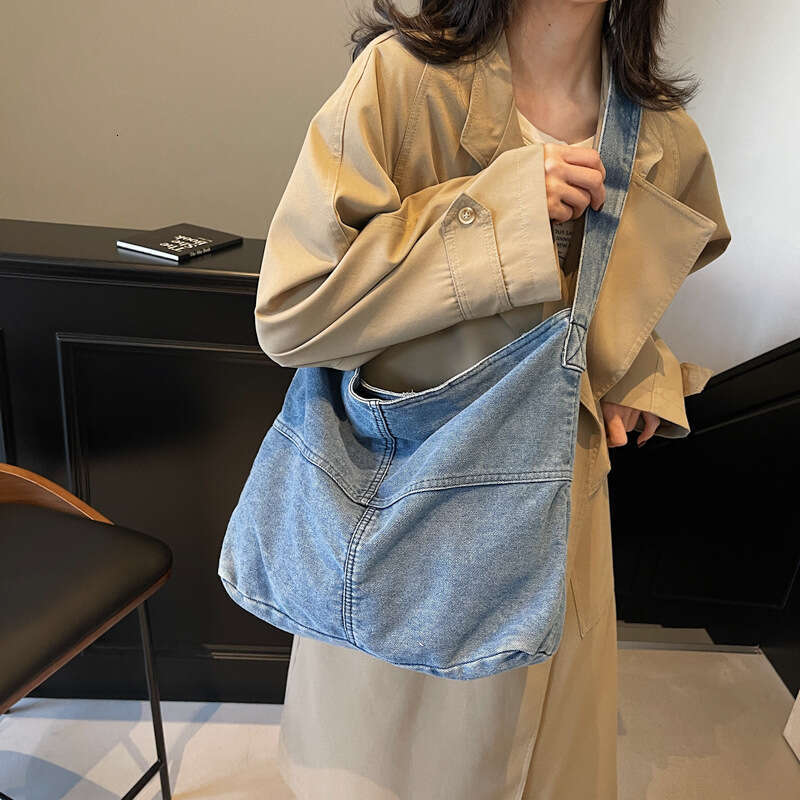 New Niche Denim Crossbody Bag for Women, Fashionable Patchwork Shoulder Bags Designer Women Bag, Artistic Student Large Capacity Backpack