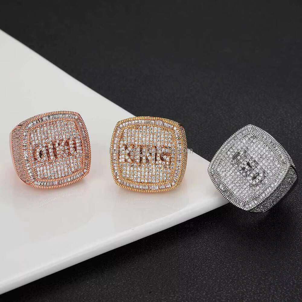 Men's Fashion Custom Gold & Sier Plated Hiphop Style Moissanite Dia Ring Square Design