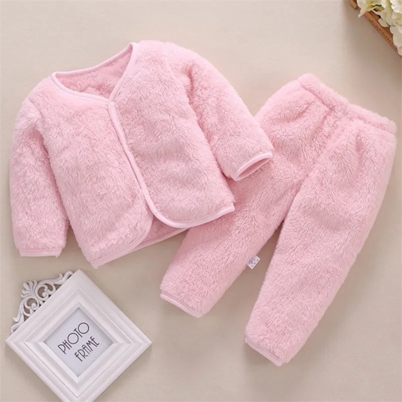 2Pcs Set born Baby Clothing Flannle Spring Autumn Set for Babies Soft Toddler Jacket Cartoon Boys Girls Set 0-24M 250813