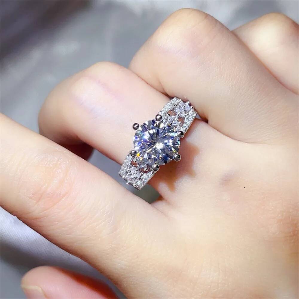 NKHOG 3CT GRA Certified Moissanite Rings Women S925 Silver Luxury Diamond Wedding Party Band 18K Plated Fine Jewelry Wholesale