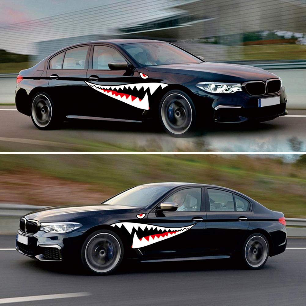 Shark Mouth Teeth Die-Cut Vinyl Decals Car Window Bumper Exterior Decals Sticker for Car Side Door