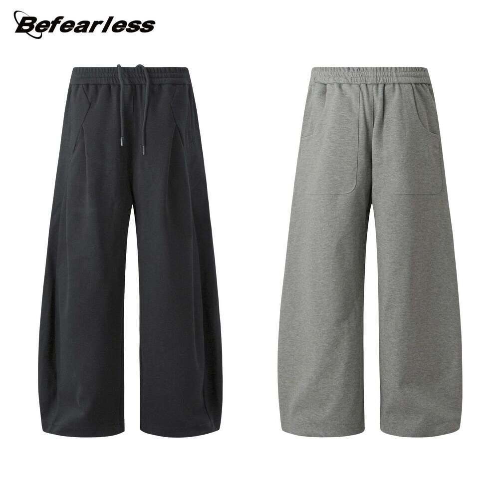 American Style Design Curved Blade Sweatpants Unisex Loose Wide Leg Straight Casual Sports Pants Trendy B5