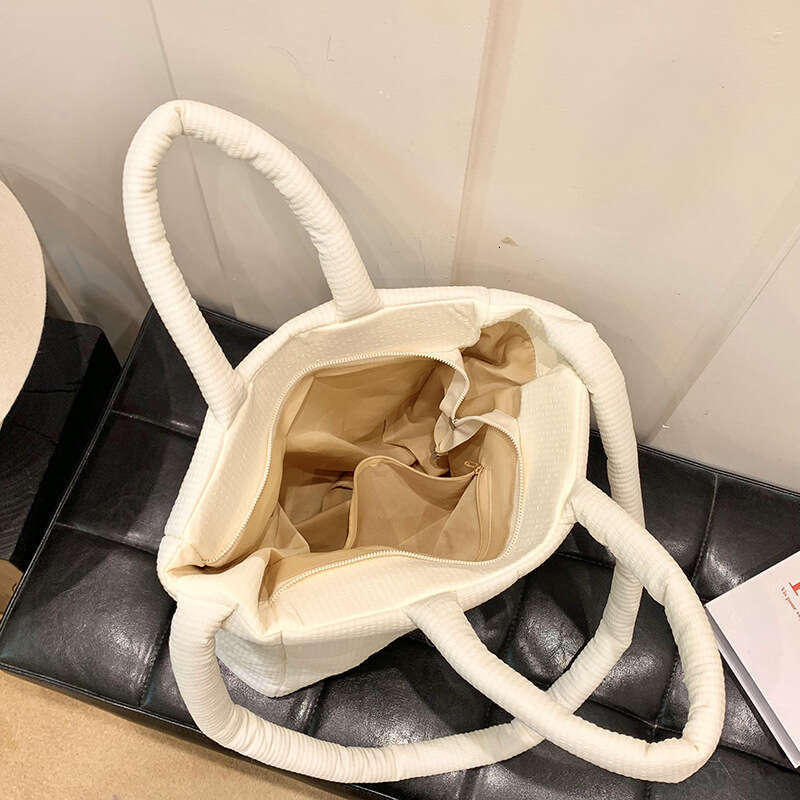 High quality texture tote nylon cotton large capacity shoulder messenger soft plaid handbag down bag