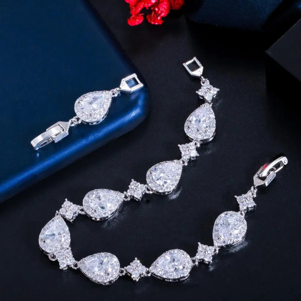 CWWZircons Top Bling Big Water Drop Cubic Zirconia Rose Gold Color Tennis Bracelet for Women Trendy Party Wedding Jewelry CB238 250814