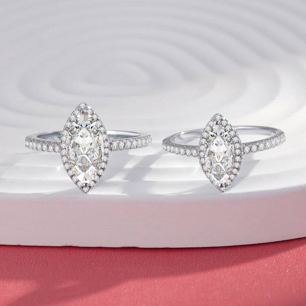 BXINY GRA Certified 1/2CT Marquise Cut Moissanite Ring 925 Sterling Silver For Women Lab-grown Diamond Wedding Band Fine Jewelry