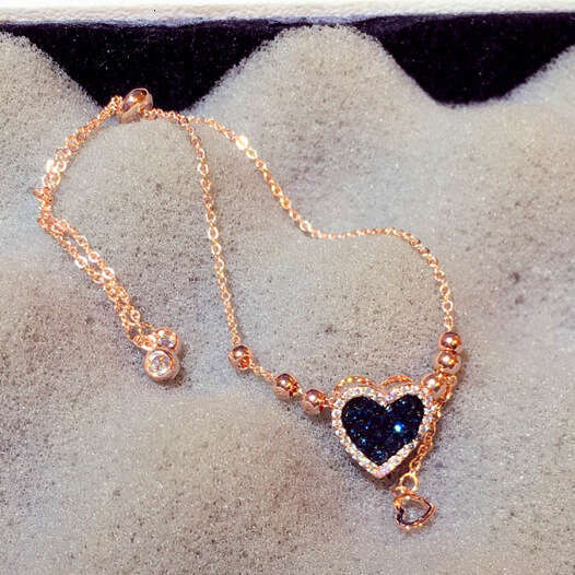 New Fashion Korean and Japanese Style with Blue Crystal Heart Pull Rope Elegant Bracelet Jewelry for Women S00301