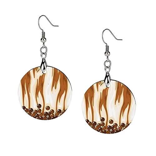 Cat Print Wooden Hoop Earrings Creative Exaggerated Twisted Large Circle