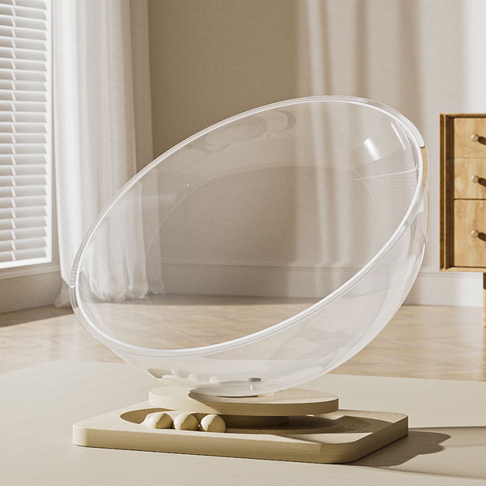 Space capsule cat nest, suitable for all seasons, warm in winter, acrylic solid wood turntable, cat nest, cool in summer, pet supplies