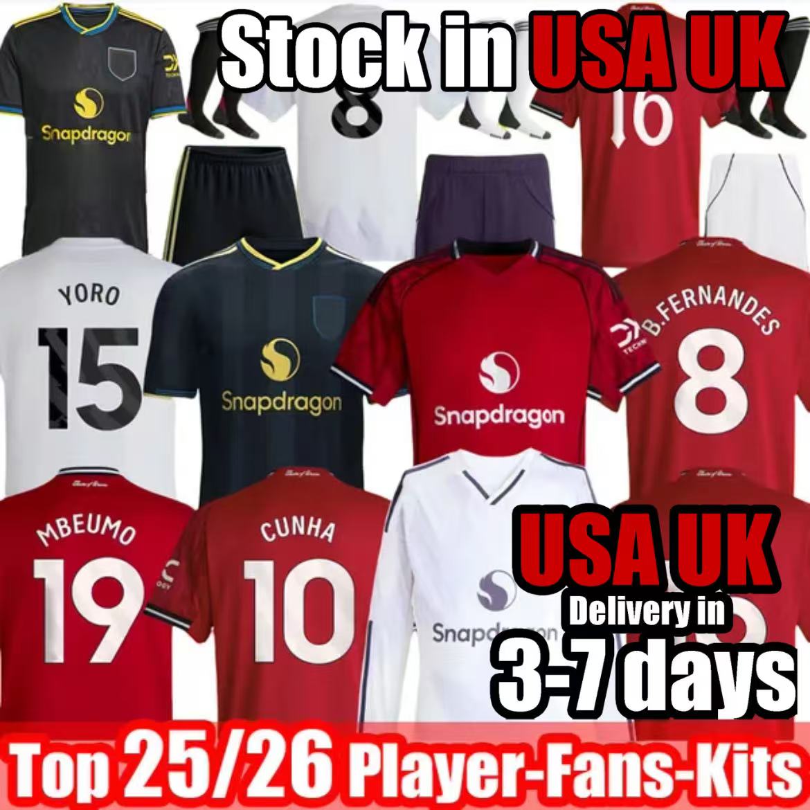 Man 25 26 Sesko YORO 4XL Stone Roses Soccer Jerseys CUNHA AWAY GARNACHO HOJLUND George MARTINEZ CASEMIRO UNTED Lunar third football shirts gk