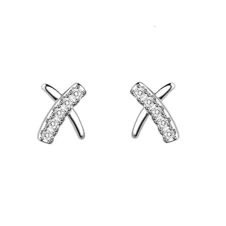 Whale Forest S925 Sterling Silver Cross Earrings - Minimalist Geometric Studs for Women, Ins Style Light Luxury (1263)
