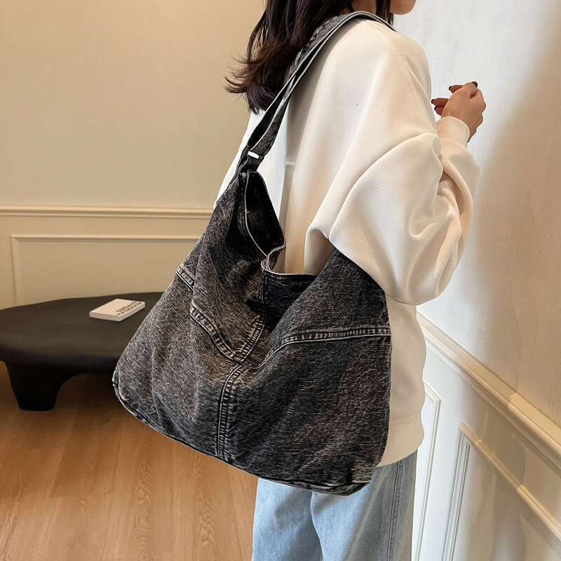 New Niche Denim Crossbody Bag for Women, Fashionable Patchwork Shoulder Bags Designer Women Bag, Artistic Student Large Capacity Backpack