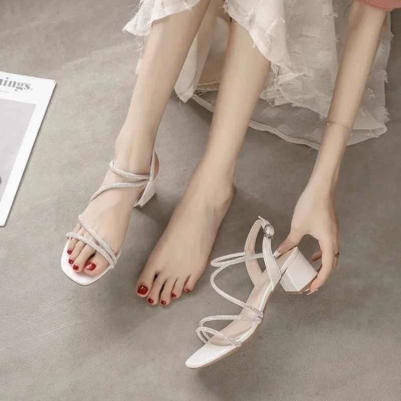 Women High Heels Sandals Summer Bohemia Rhinestones Casual Shiny Sandals Female Open Toe Outdoor Beach Shoes W250814