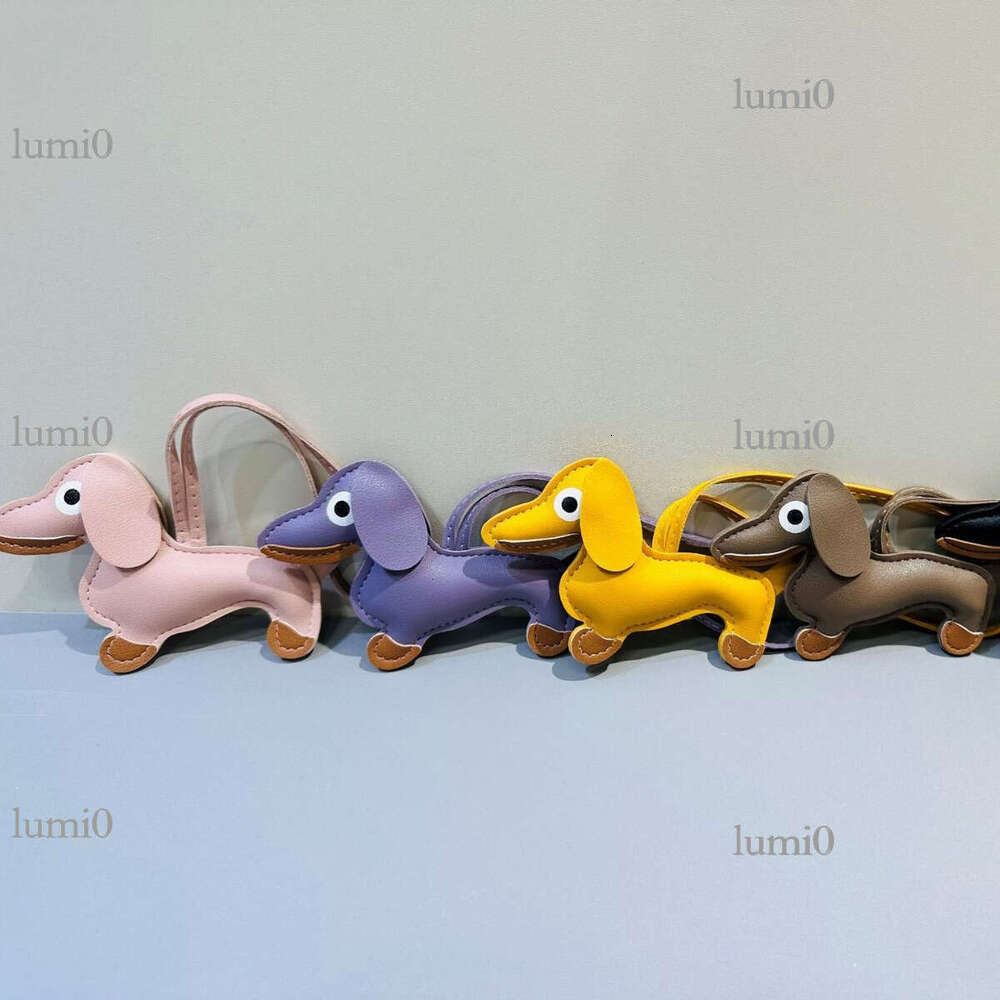 New Trendy Dachshund Dog PU Pendant Bag Charm Cute Cartoon Decoration Small
