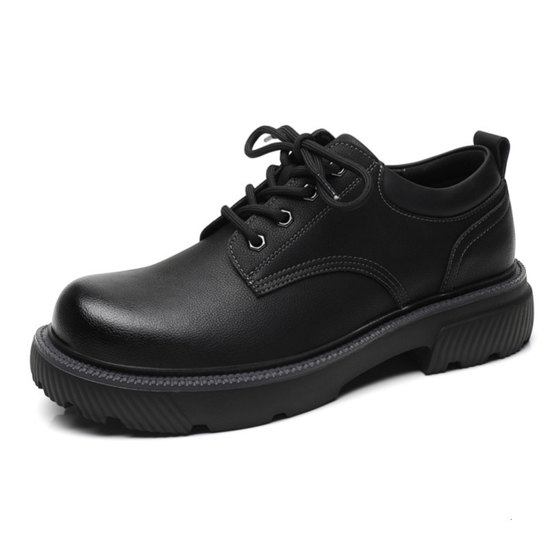 Men's Leather 2025 Spring New Business Formal British Style Black Height-Increasing Thick-Soled Casual Groom Shoes