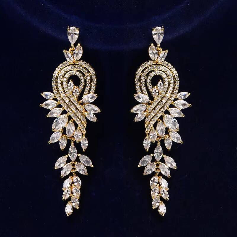 Minimum Order Quantity 2pcs Jewelry for Women Bride Wedding Zircon Party New Trend Gold-plated Fashion Earrings