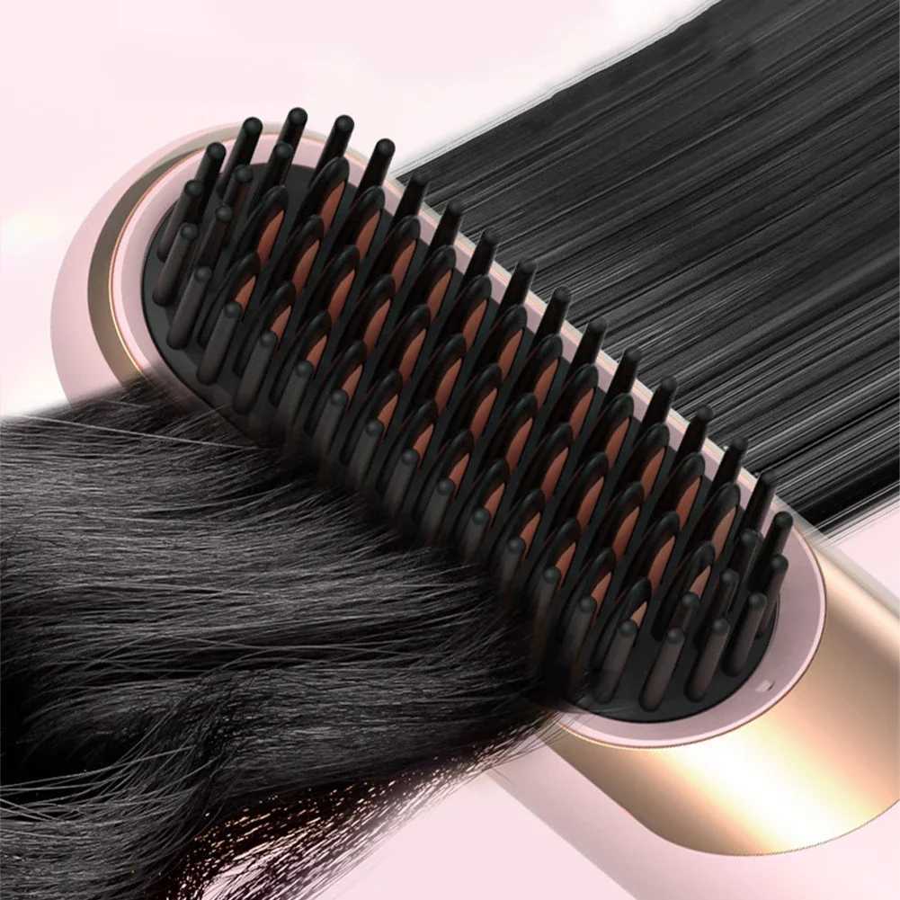 LED Electric Hair Brushes Cordless Hair Straightener Brush Portable Straightening Brush Negative Ions Hot Comb USB Charge W250814