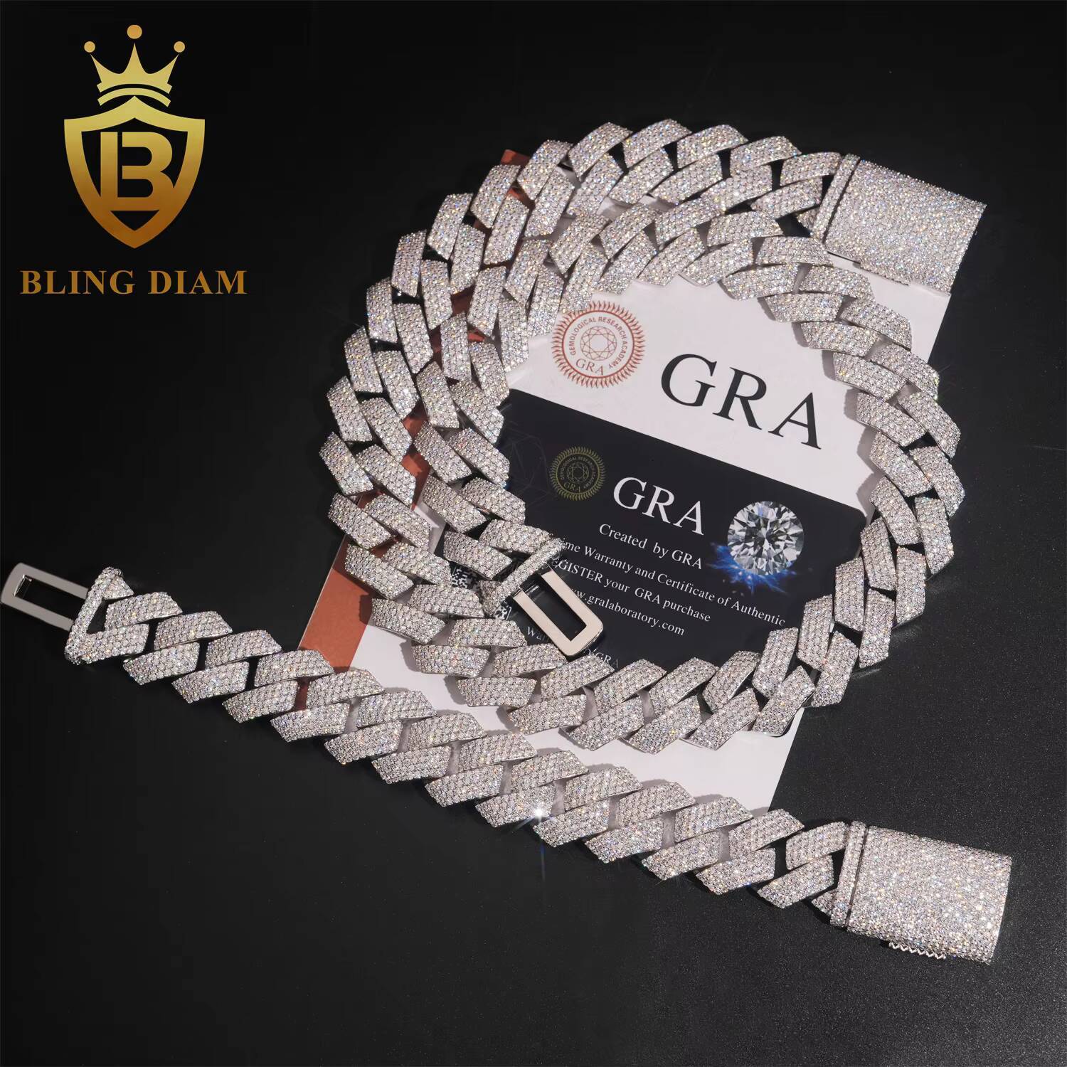 4Rows 20mm Hip Hop Moissanite Cuban Llink Chain 925 Silver Iced Out Cuban Chain Bracelet Pass Diamond Tester