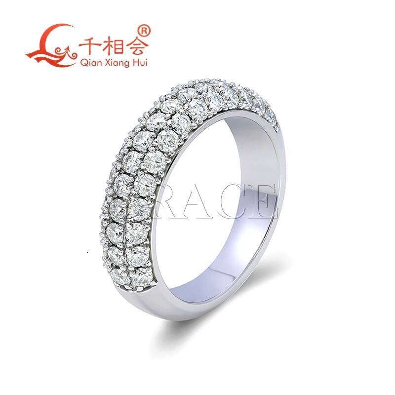 S925 Sterling Silver Three Row Thick Ring with White Color round Moissanite Half Band for Jewelry Making And Wedding