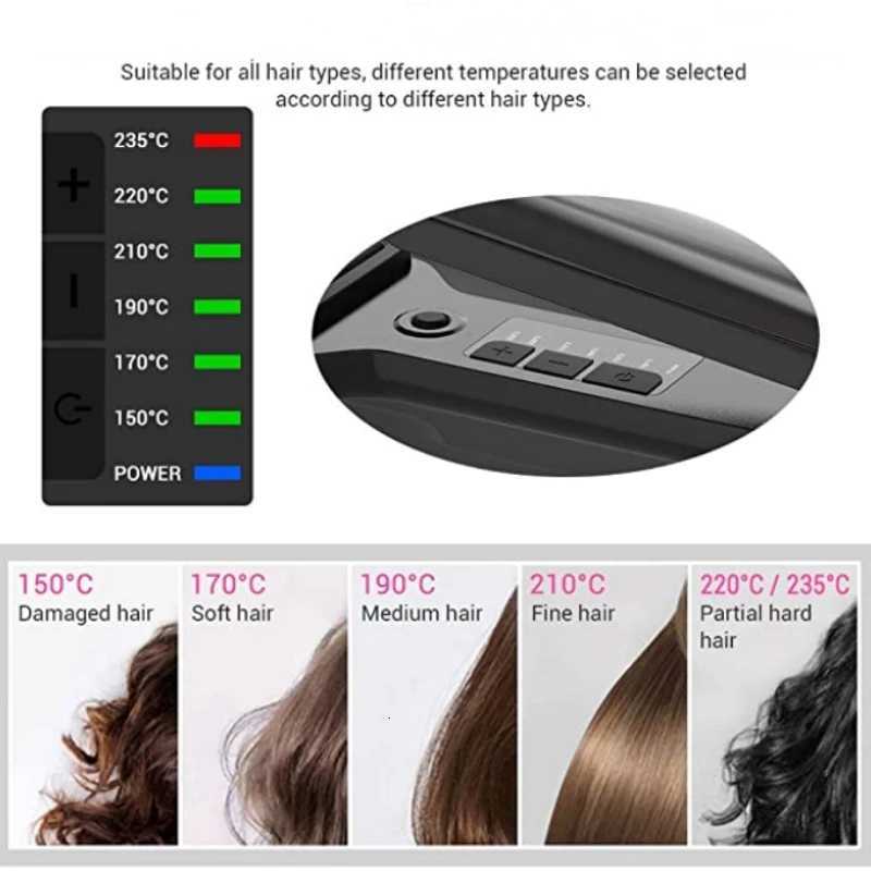 Professional Steam Hair Straightener Infrared Care Ceramic Coated 2 Inch Wide Plates for Salon Straightening Styling W250814