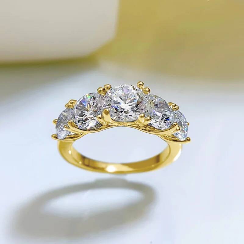 Anziw 5 Stone Rings 3.6cctw D Color Moissanite Engagement Wedding Bands Sliver 925 for Women Sparkling Diamonds Jewelry With GRA