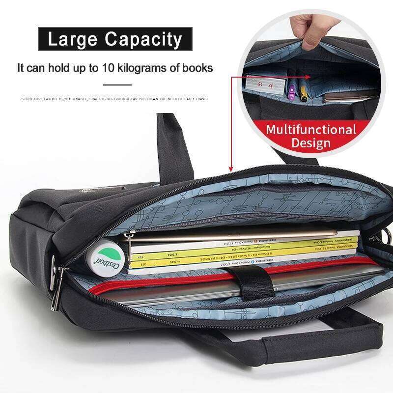 Large Briefcases For Men Canvas Tote 15.6 Inch Laptop Case Waterproof Work Bags Business Mens Shoulder Bag Office Messenger
