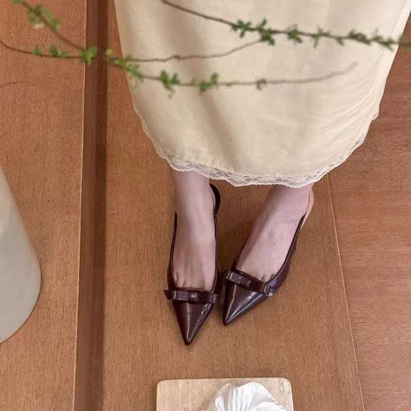 2025 Womens Brand Designer Shoes Fashion Slide Sexy Suspender Shoes Elegant Mules Casual Shoes with Bow Pointed High Heels W250814