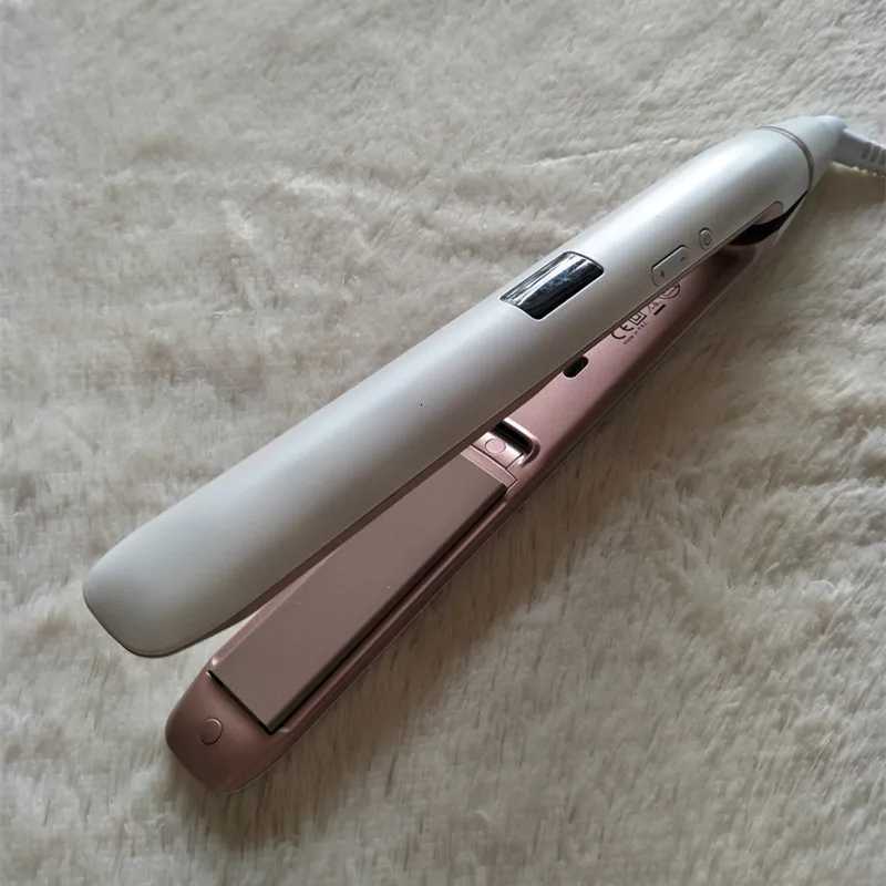 2 in 1 Heated Hair Straightener Comb Professional Hair Flat Irons Curling Brush Gold Titanium Alloy Hair Straightening Flat Iron W250814