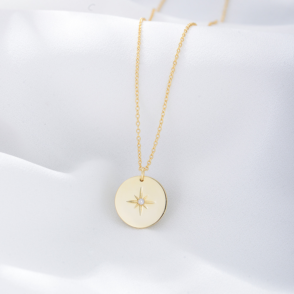 S Pure Sier Smooth Coin Pendant Necklace for Women, Ins Style, Simple and Versatile, High-End Round Plate Clavicle Chain