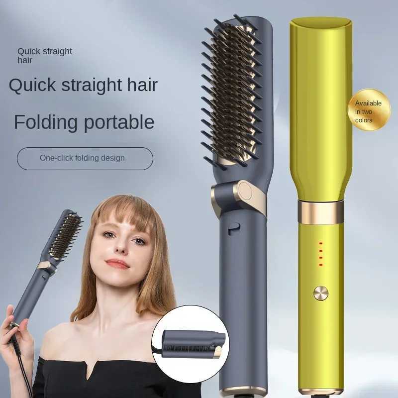 Foldable Straight Hair Comb Dual Use for Curling and Straightening Temperature Regulating Negative Ion Curling Hair Comb W250814
