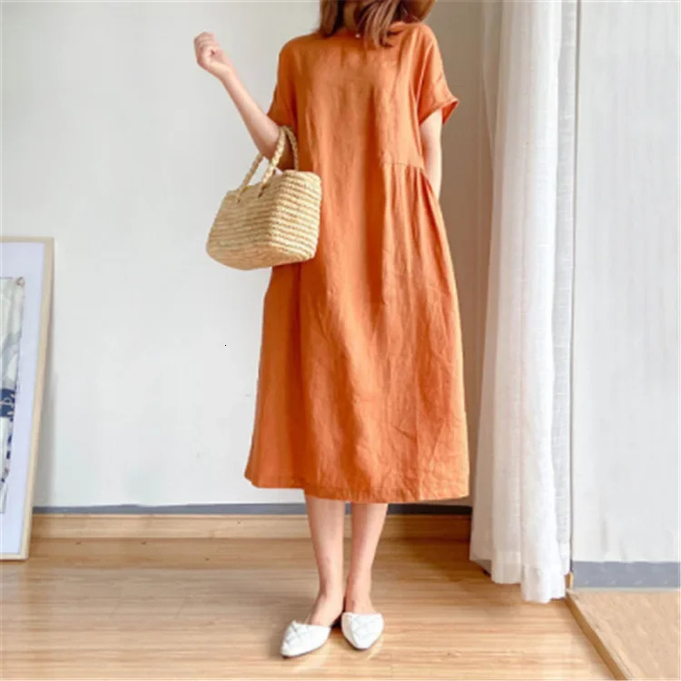 Long Sleeve Maternity Dress Fashion Clothes for Pregnant Women V-neck Boho Cotton Linen Loose Lantern 250813