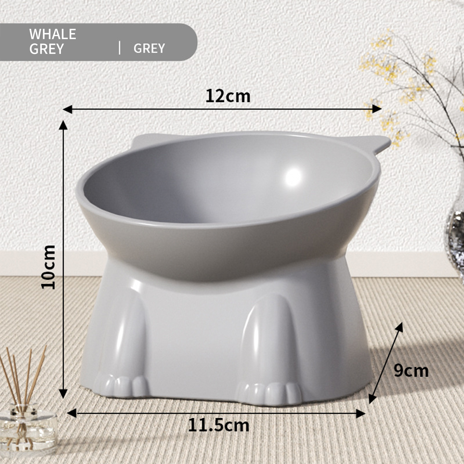 Large capacity cat food bowl plastic cat bowl high footed bowl slanted mouth neck protection cat rice bowl anti spill pet water bowl