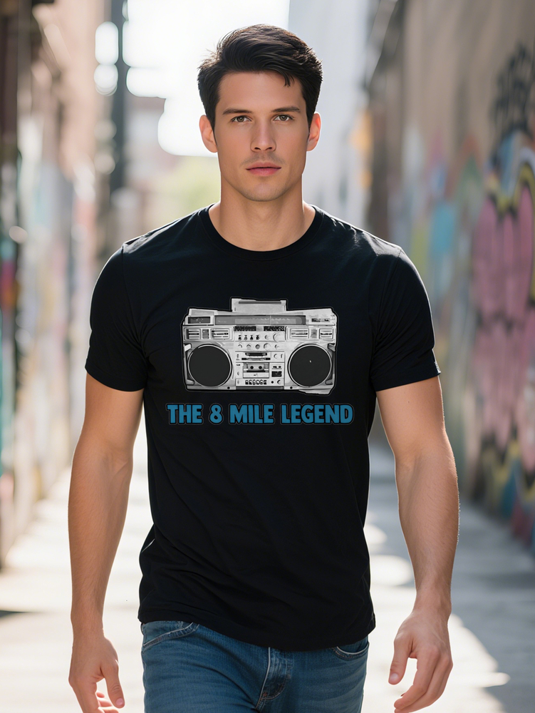 Casual Graphic T-Shirt Retro Mile Legend Boombox Print Black Gray Vintage Design Breathable Round Neck Summer