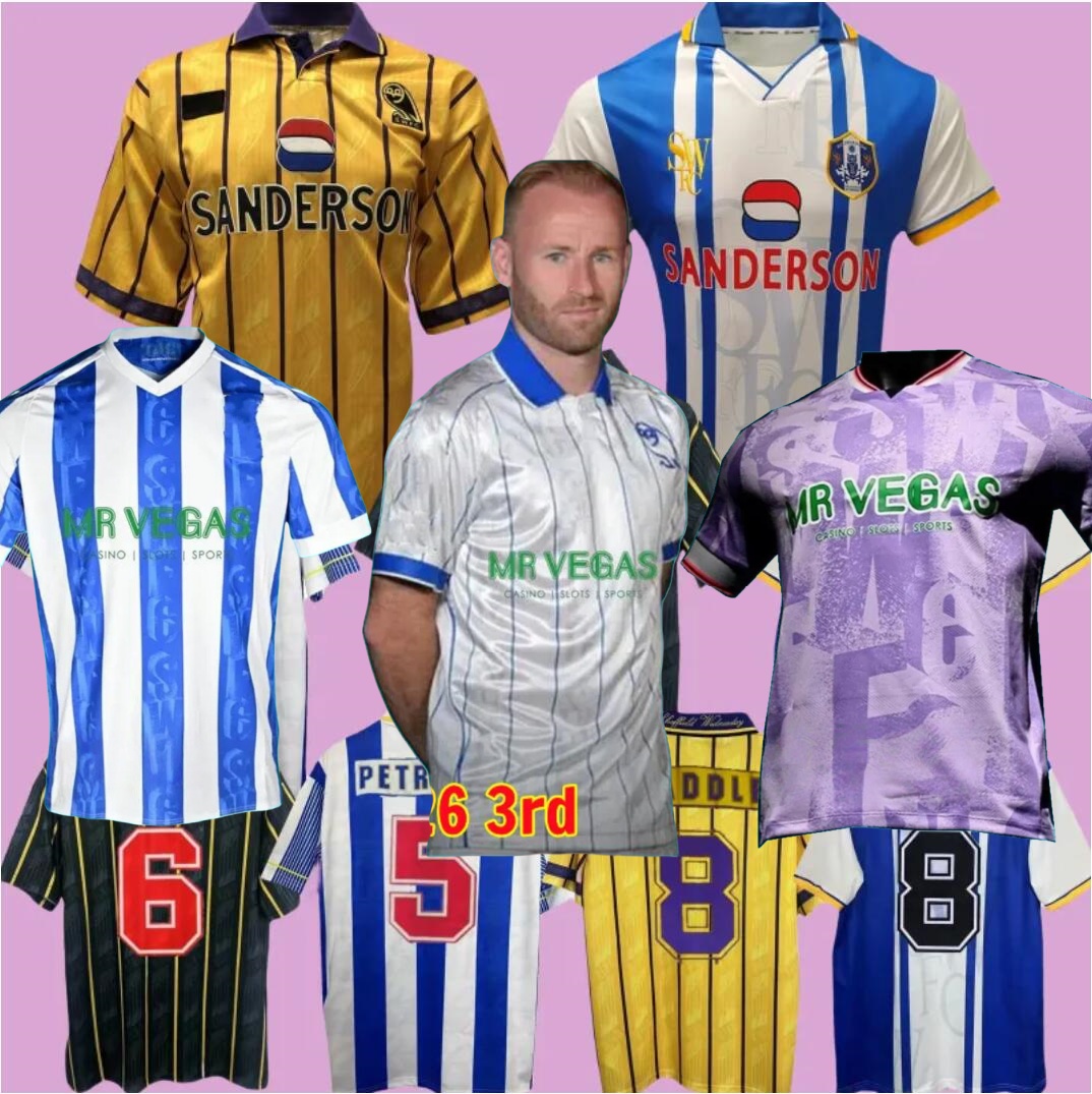 1993 1994 1995 ShEffIElD Wednesday retro soccer jerseys 93 94 95 1996 1997 Waddle Hirst PETRESCU vintage classic football shirts