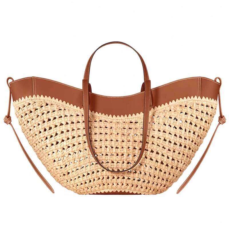 Fashion New Style Straw Beach Light Designer Shoulder Large Capacity Woven Contrast Color Simple Dumpling Bag