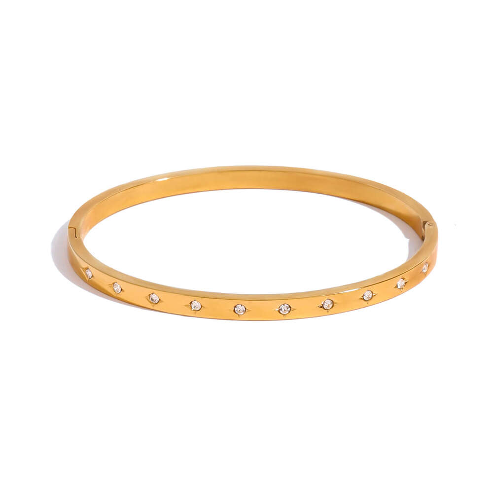Stainless Rhinestone Designer Clasp Bracelet High Version Gold-Plated Jewelry Bangle Titanium for Women Steel Accessories