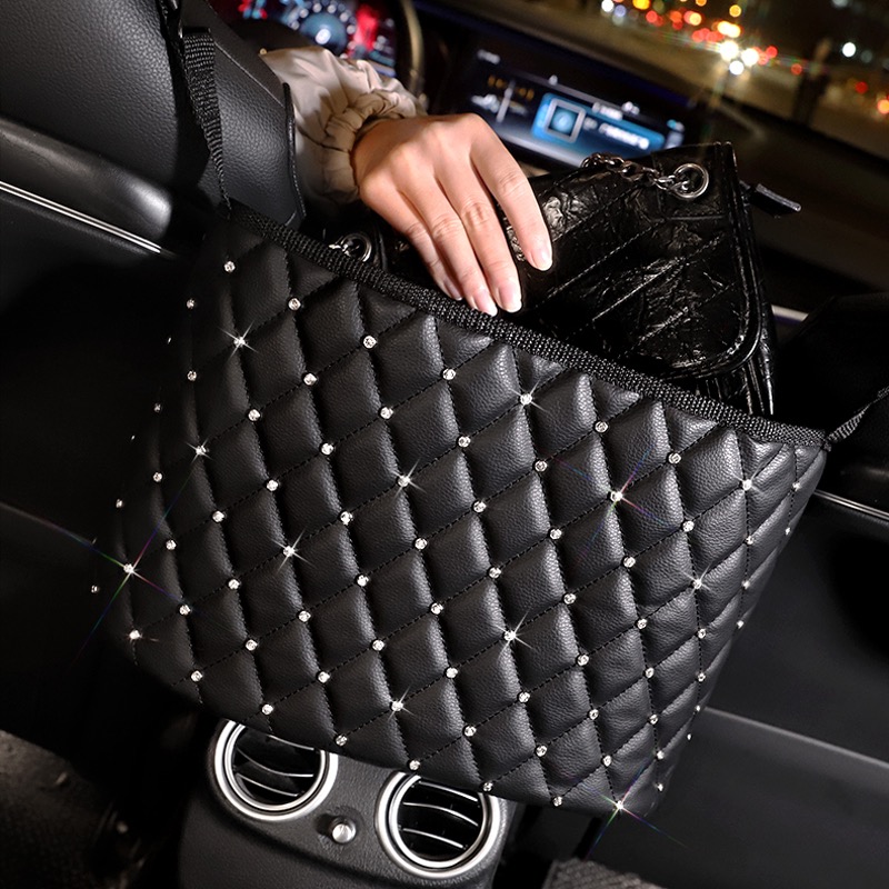 Cute cartoon swan car headrest pillow with rhinestones, suitable for all seasons, car neck pillow and lumbar support, for women.