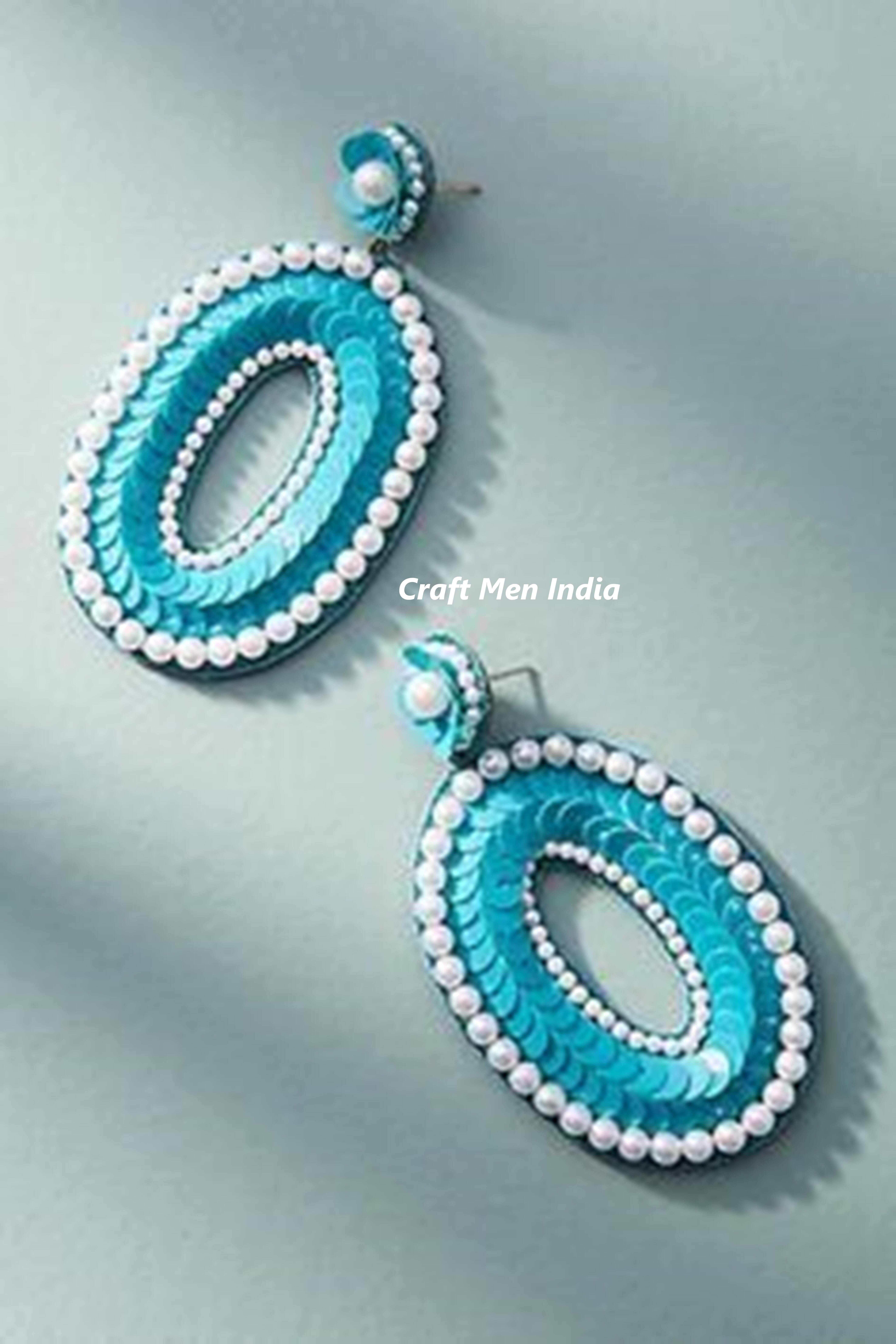 Yelin Series Pearl Exaggerated Metal Beaded Stud Earrings Charming Women's Gift