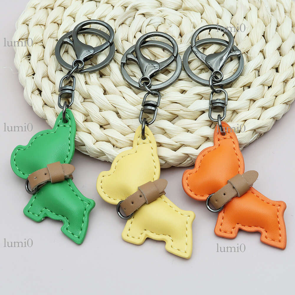 Creative Mini French Bulldog Puppy PU Leather Car Keychain Internet Celebrity Pendant Bag Accessory
